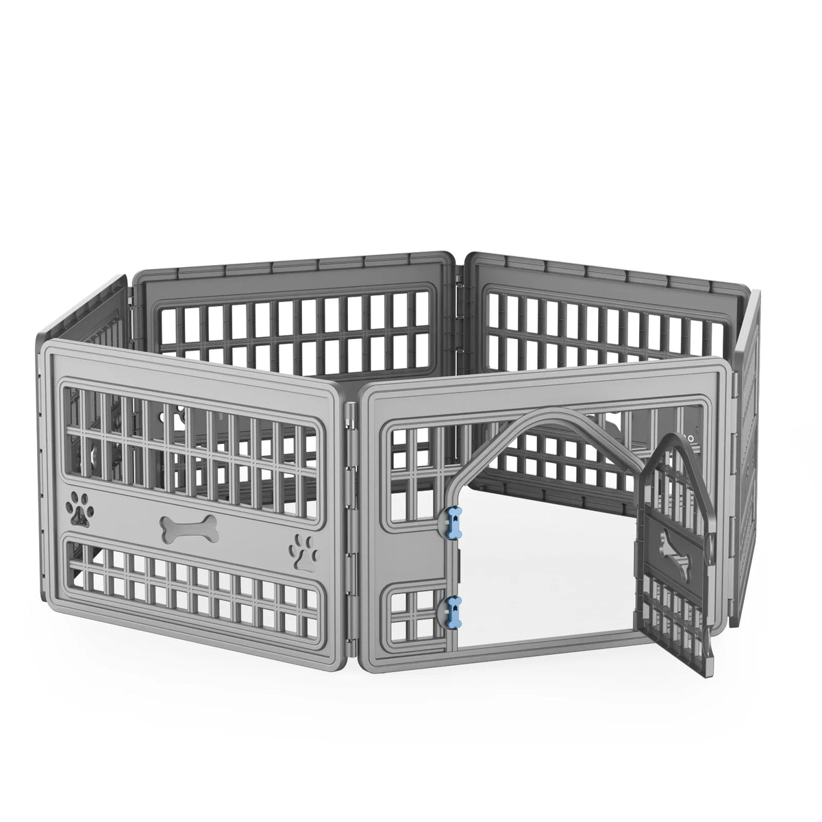 Foldable Hexagonal Dog Playpen With Secure Lockable Door