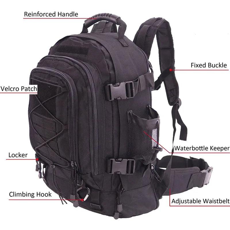 LQARMY Military Tactical Backpack With Molle System For Outdoor Hiking