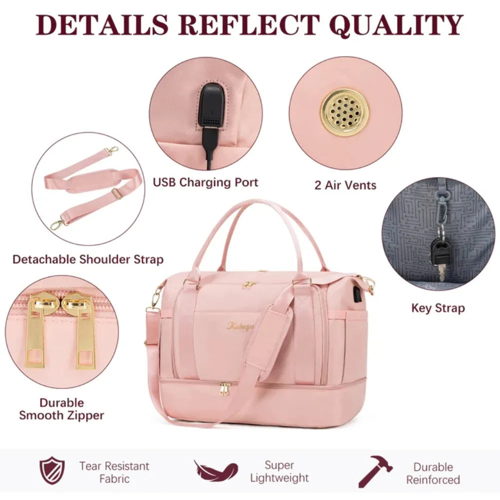 Kabaqoo Waterproof Travel Gym Bag With Shoe Compartment
