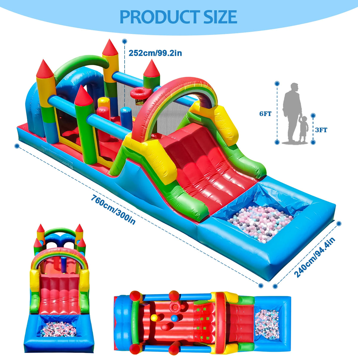 Inflatable bouncing bed Commercial Grade Inflatable Water Slide Dual Lane Castle with Pool Heavy Duty PVC Backyard Family Party