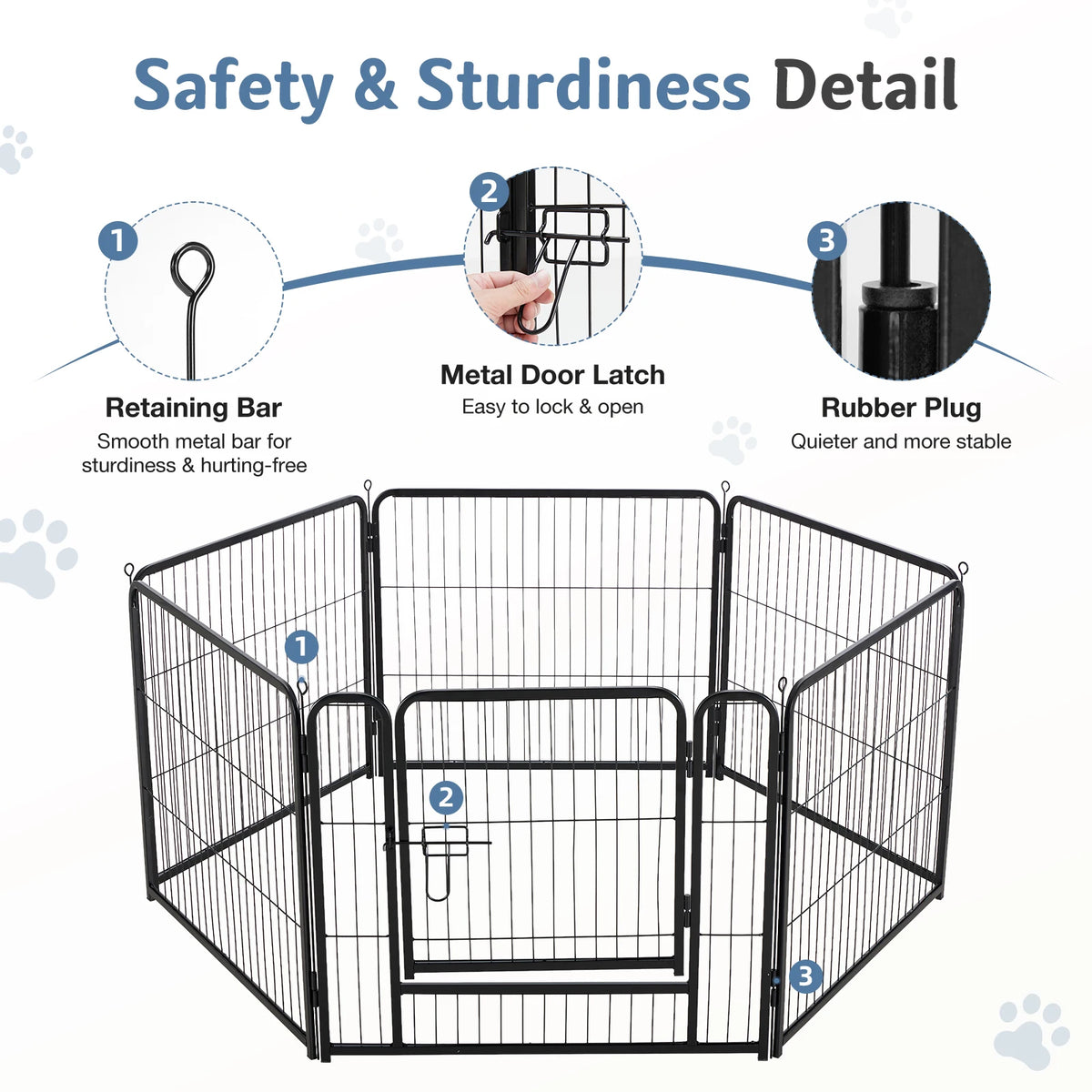 JHK Foldable Metal Dog Playpen Sturdy Outdoor Exercise Fence