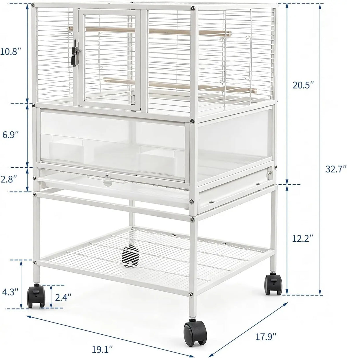 Premium Wrought Iron Bird Cage Versatile Travel Carrier With Wheels
