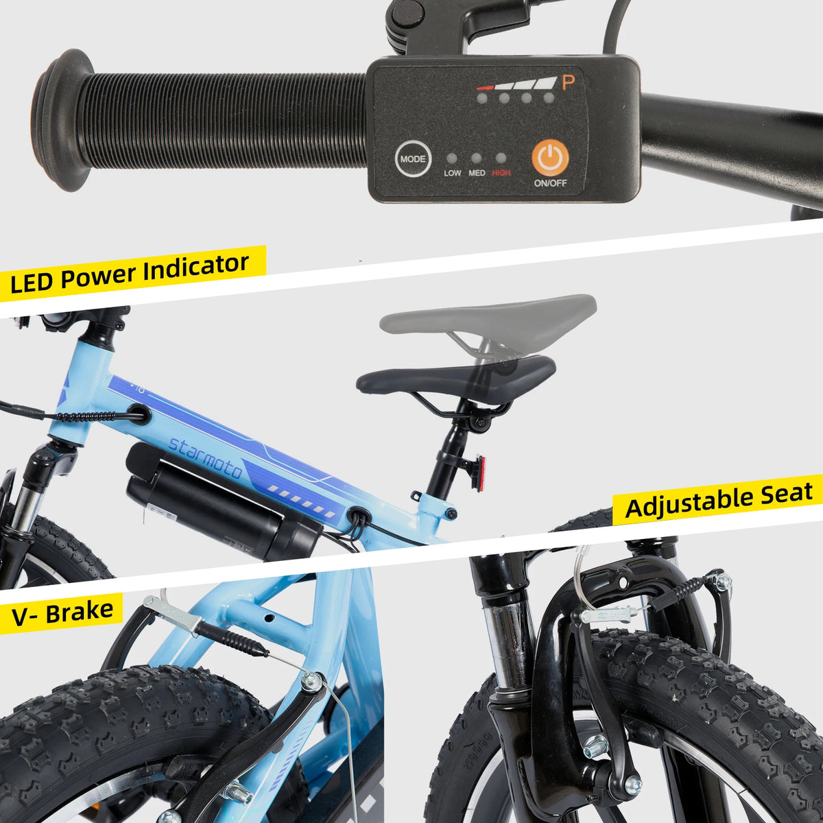 JOYSTAR 20 Inch Electric Bike for Kids & Teens Ages 7+ 250W Brushless Motor 15 Miles 15.5MPH Electric Mountain Bicycle Removable Battery Dual V-Brakes