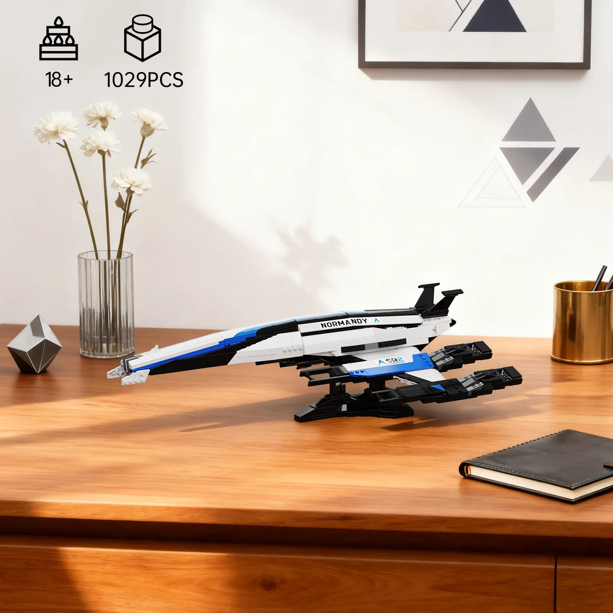 BuildMoc Normandy SR-2 Spaceship Building Blocks Set With Display Stand