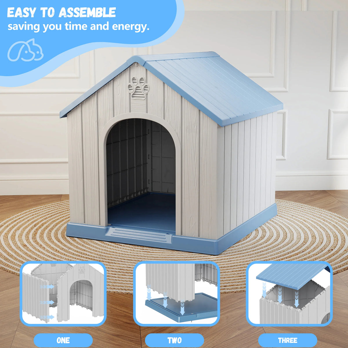 Weatherproof Plastic Dog House For Small Indoor Outdoor Pets