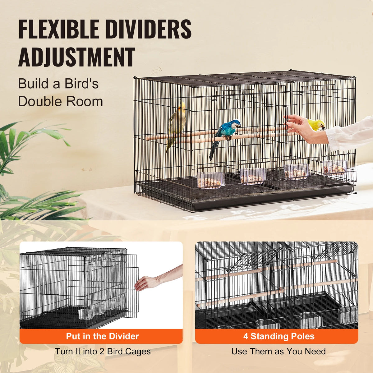 Succebuy Travel Divided Stackable Bird Cage With Handle Perch