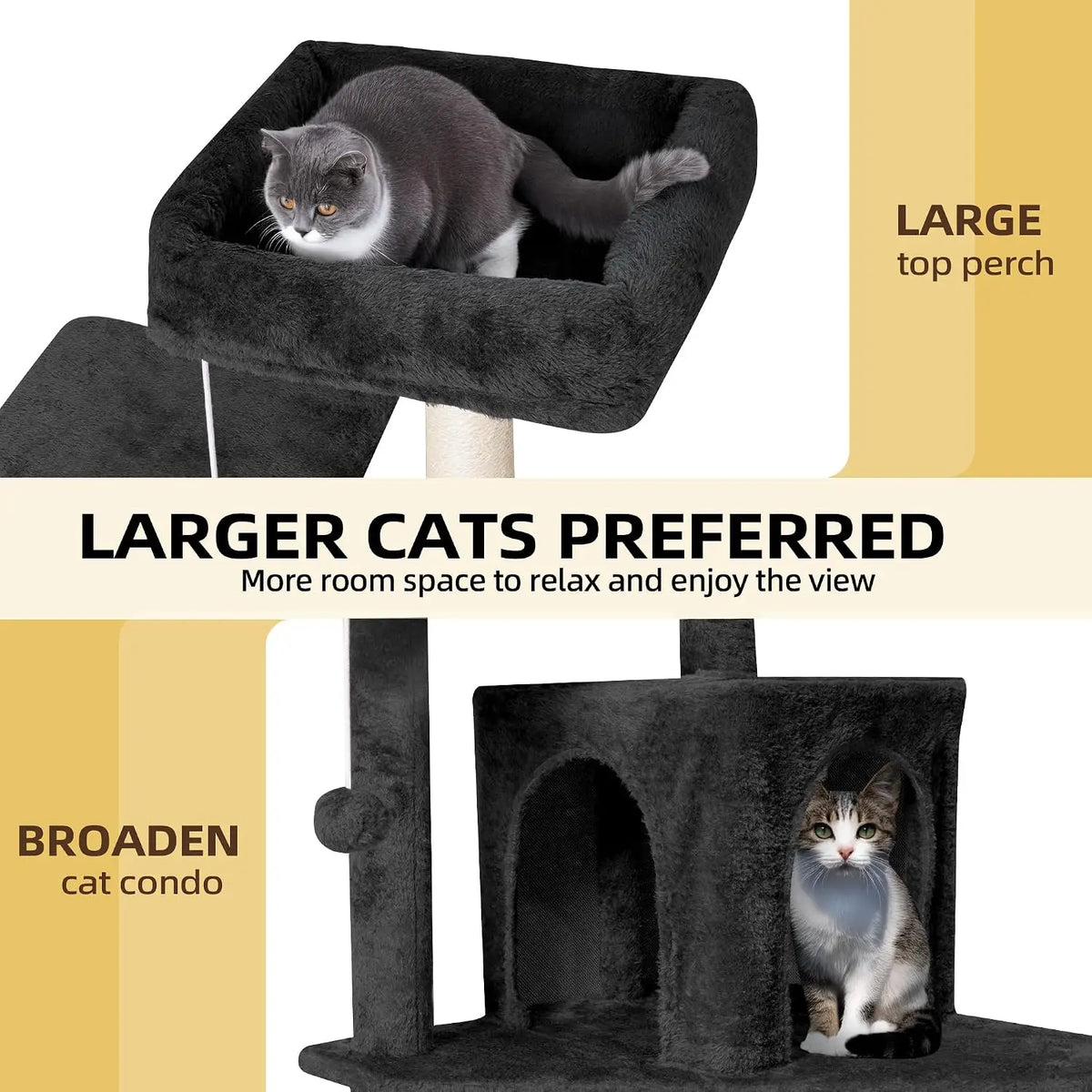 Multi Level Plush Cat Condo With Scratching Posts And Basket