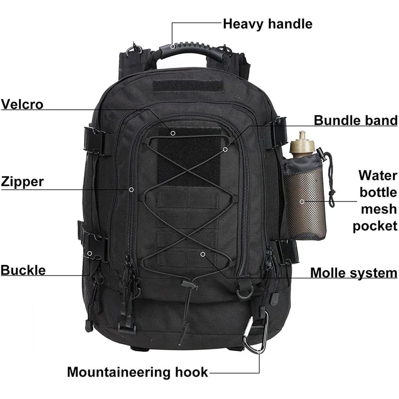 LQARMY Military Tactical Backpack With Molle System For Outdoor Hiking