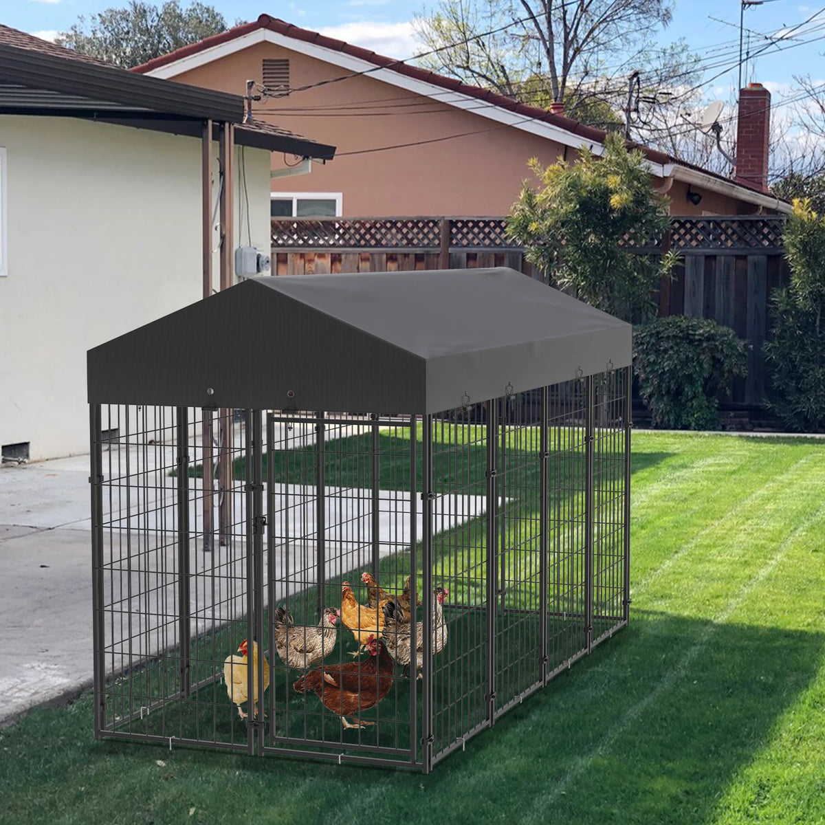 Bingopaw Outdoor Dog Kennel With Durable Weatherproof Canopy