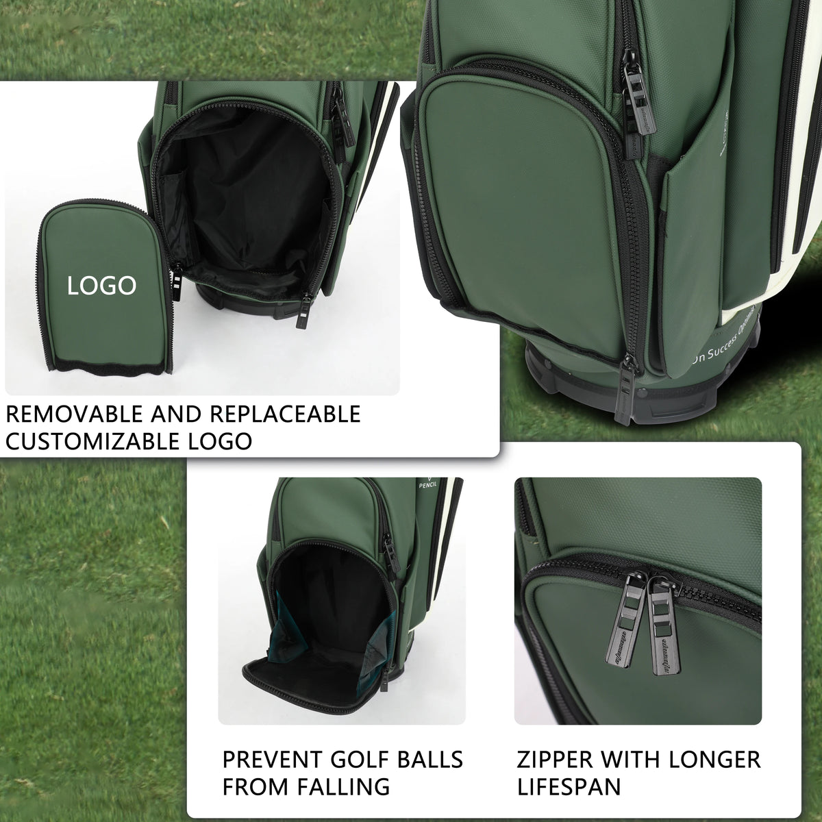 Lightweight PU Leather Golf Cart Bag With Multiple Pockets