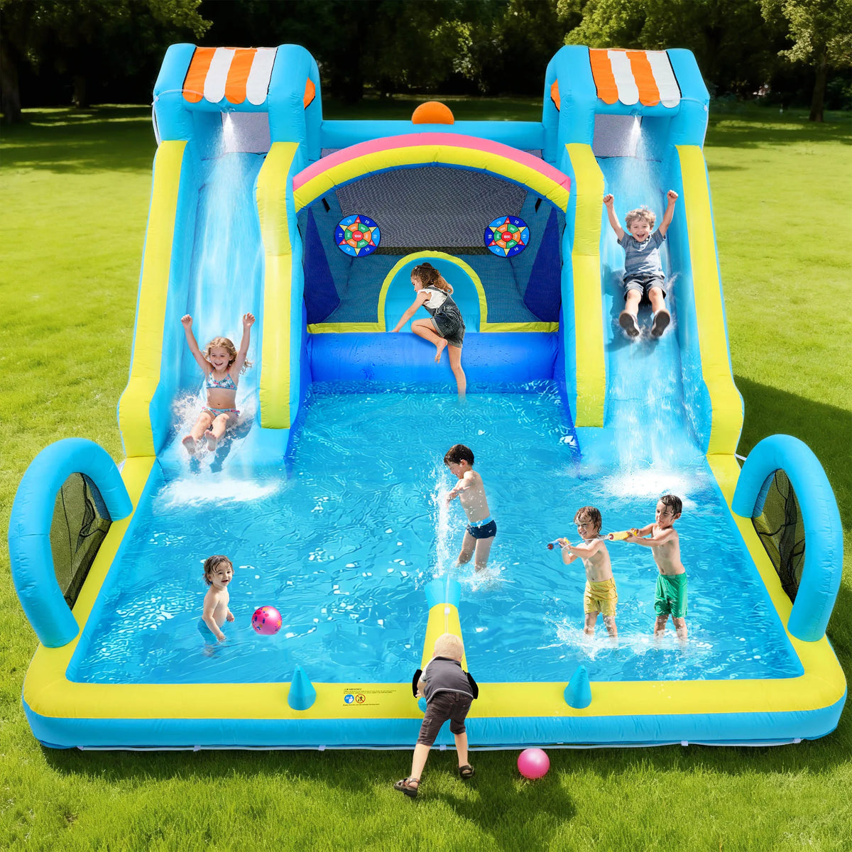 Indoor Outdoor Bounce House for Kids Inflatable Jump Castle with Slide & Blower – Home Backyard or Commercial Play Family Fun