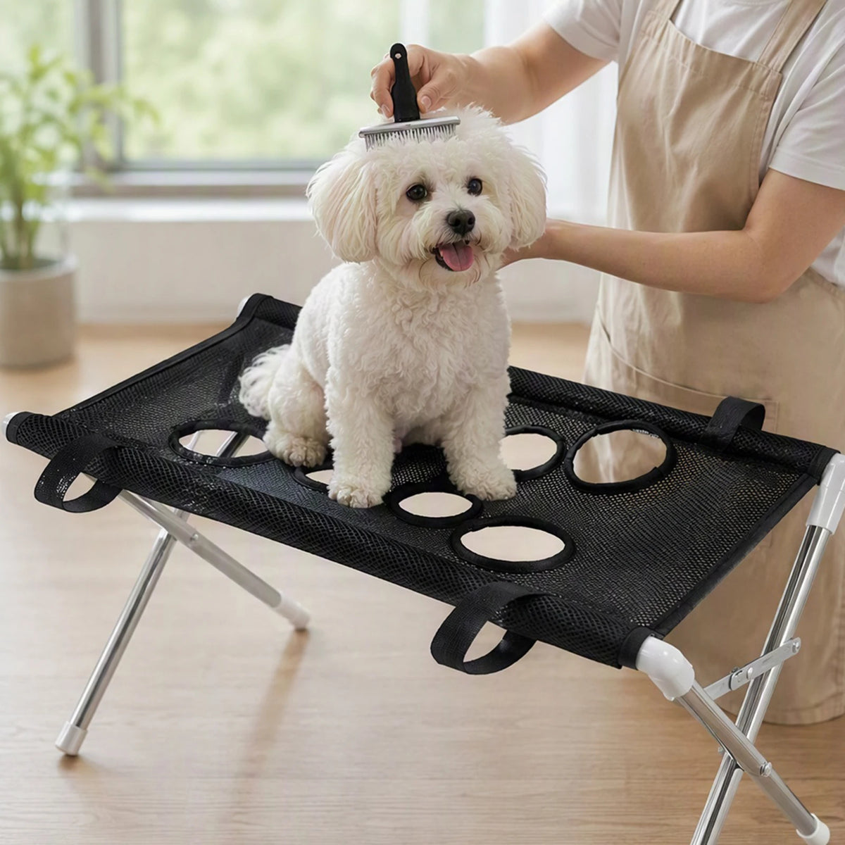 Foldable Stainless Steel Grooming Hammock For Cats And Dogs