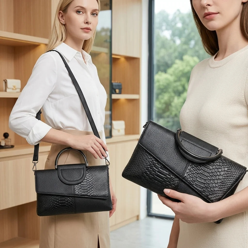Womens Crocodile Pattern Elegant Messenger Shoulder Crossbody Bag