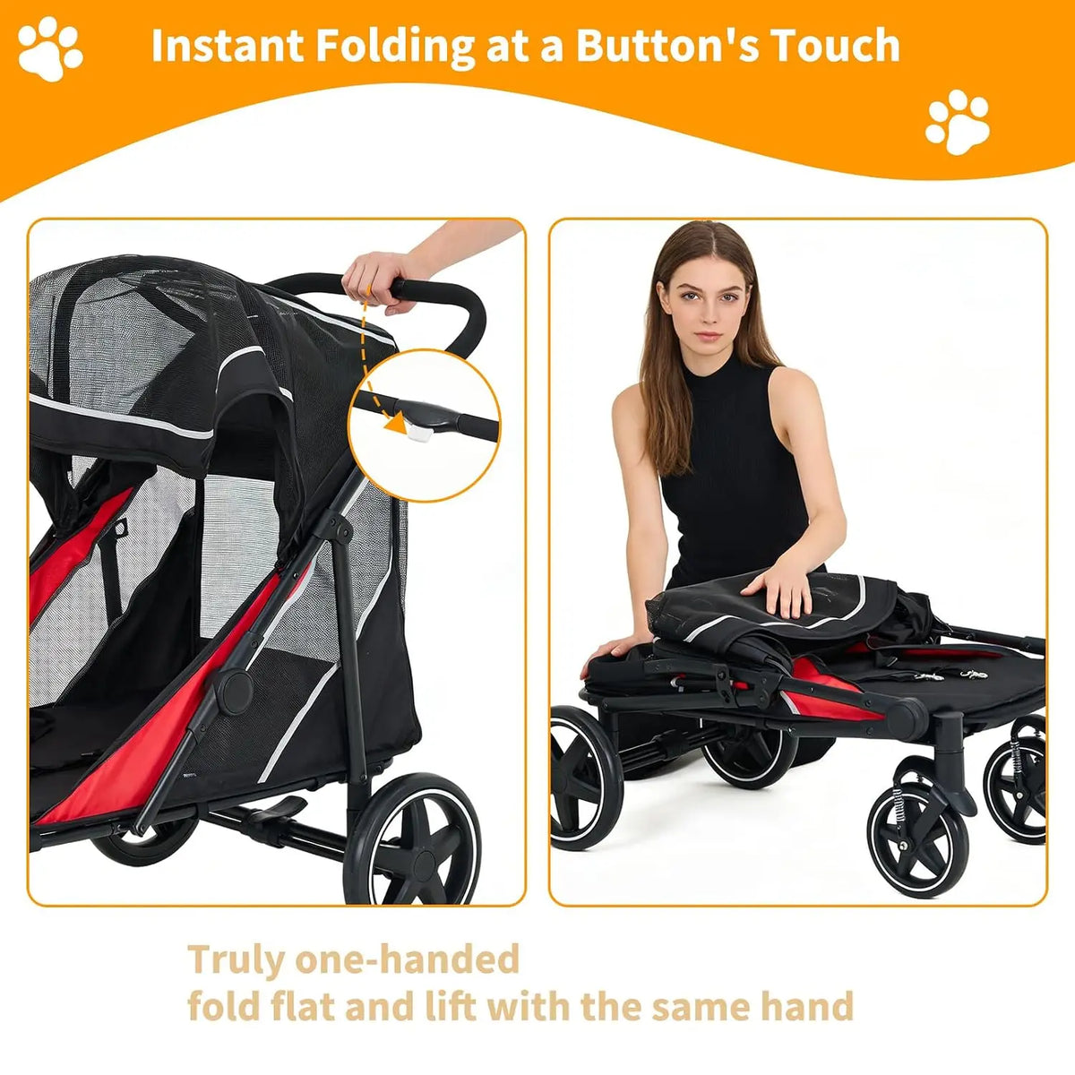 Heavy Duty Foldable Dog Stroller Featuring Mesh Ventilation