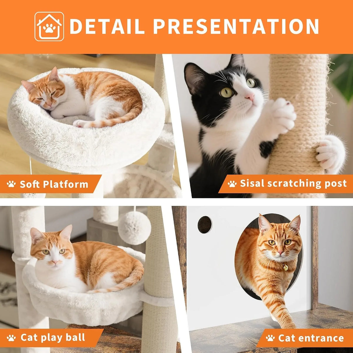 Modern Cat Tower With Integrated Litter Box Enclosure And Hammock