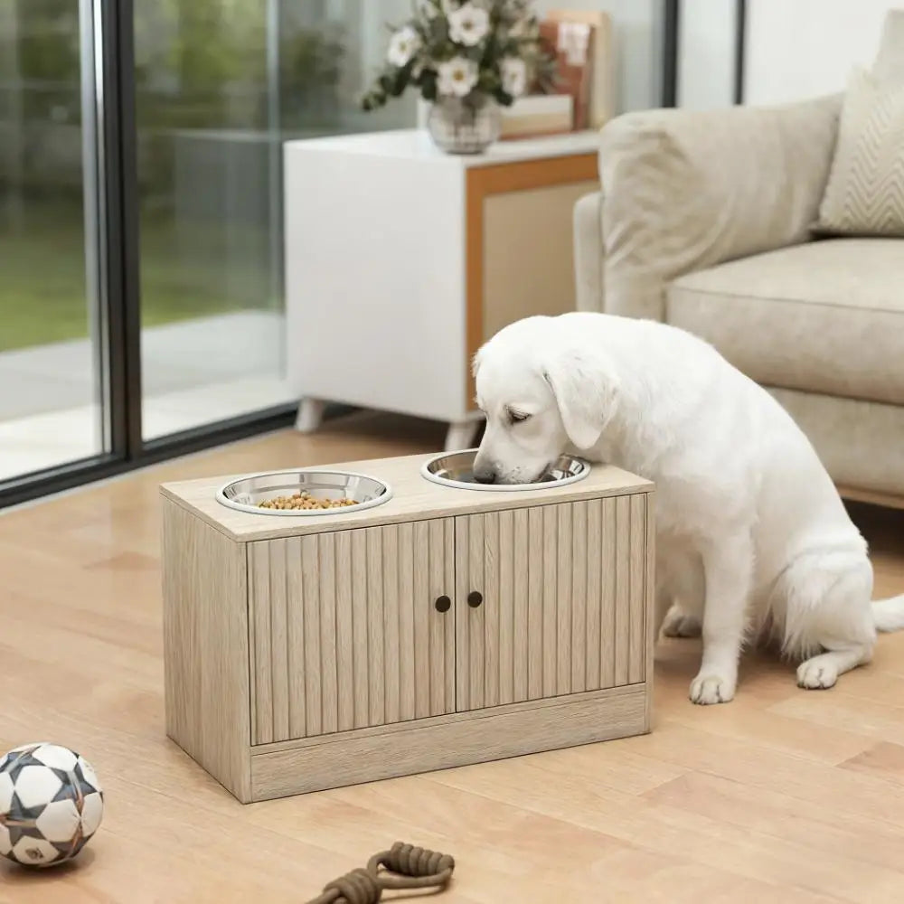 Elevated Wooden Dog House With Weatherproof Porch And Openable Roof