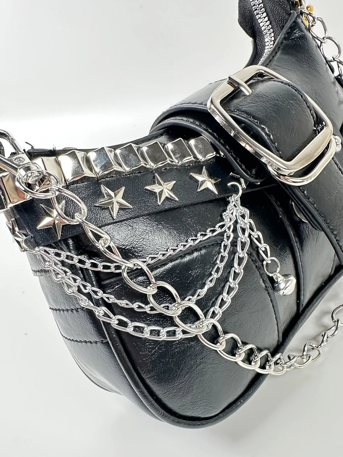 Punk Chain Rivet Underarm Shoulder Crossbody Handbag for Women