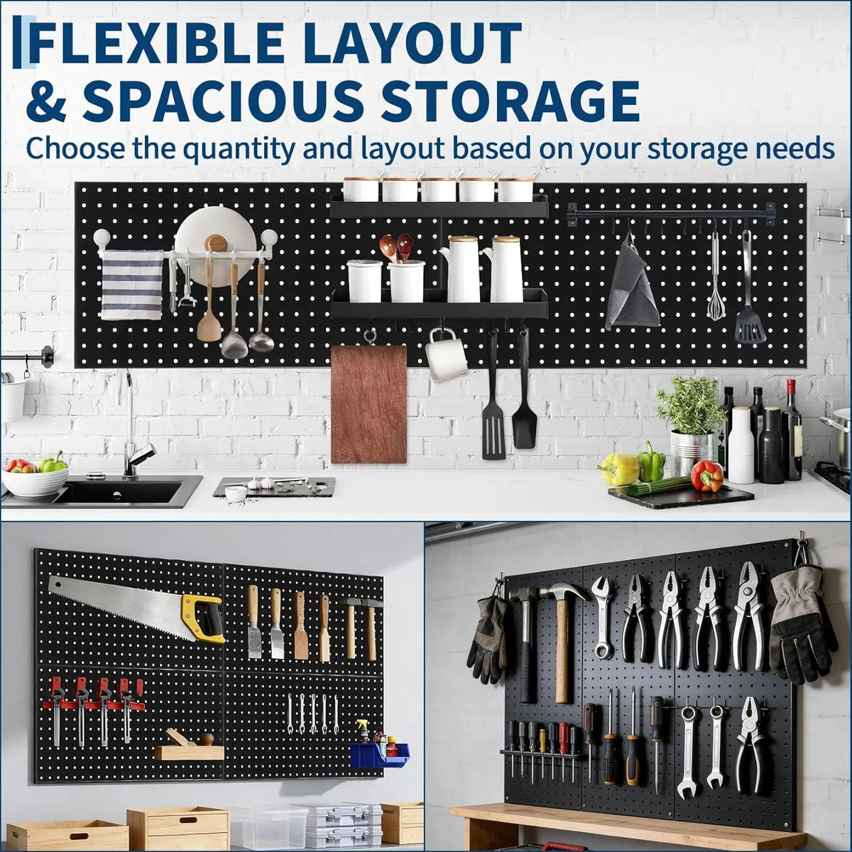 Heavy Duty Steel Pegboard Wall Organizer Panels For Tool Storage