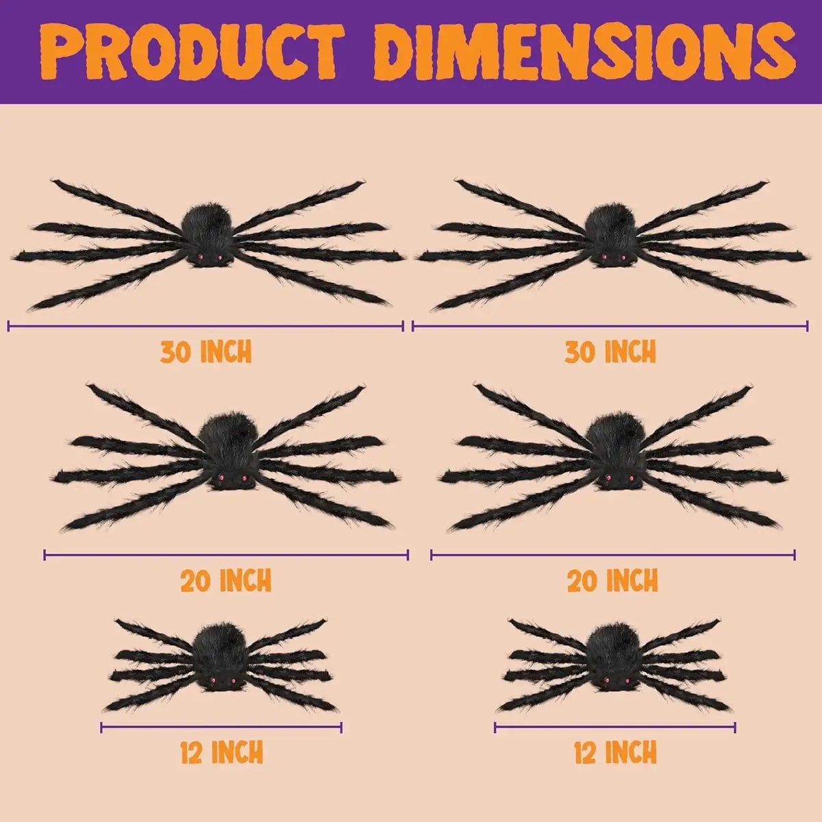 3 Pack 5 FT Giant Spider Halloween Decorations Scary Spider Halloween Decorations Outdoor Party Yard Decorations