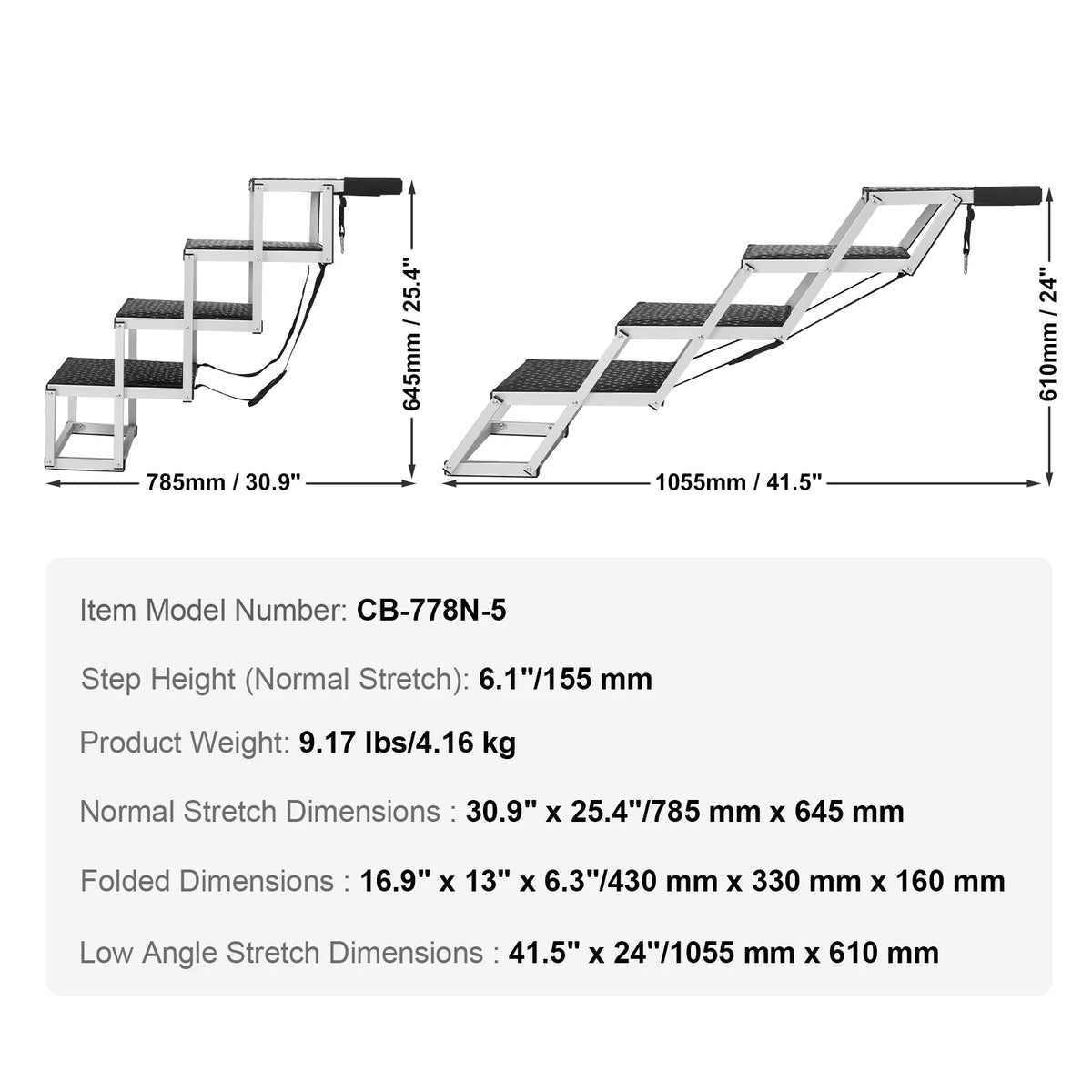 SucceBuy Lightweight Aluminum Dog Car Stair For Vehicles