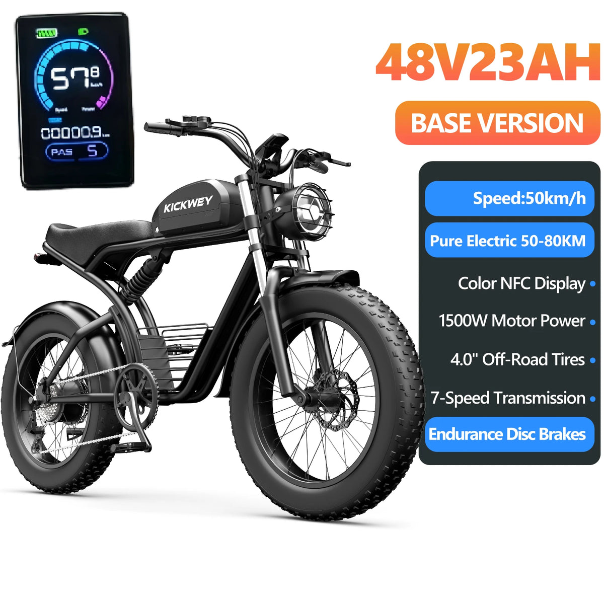 Kickwey K7 3000W Off Road Fat Tire Electric Bicycle