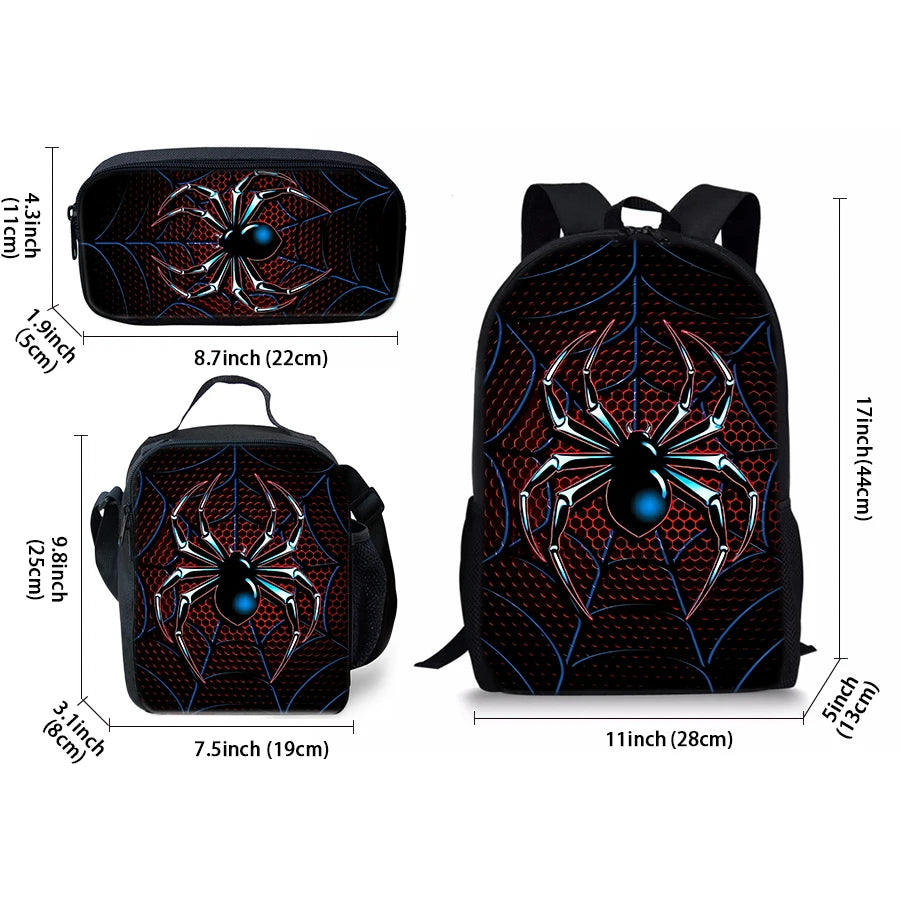 3D Spider Pattern Cartoon School Backpack For Children