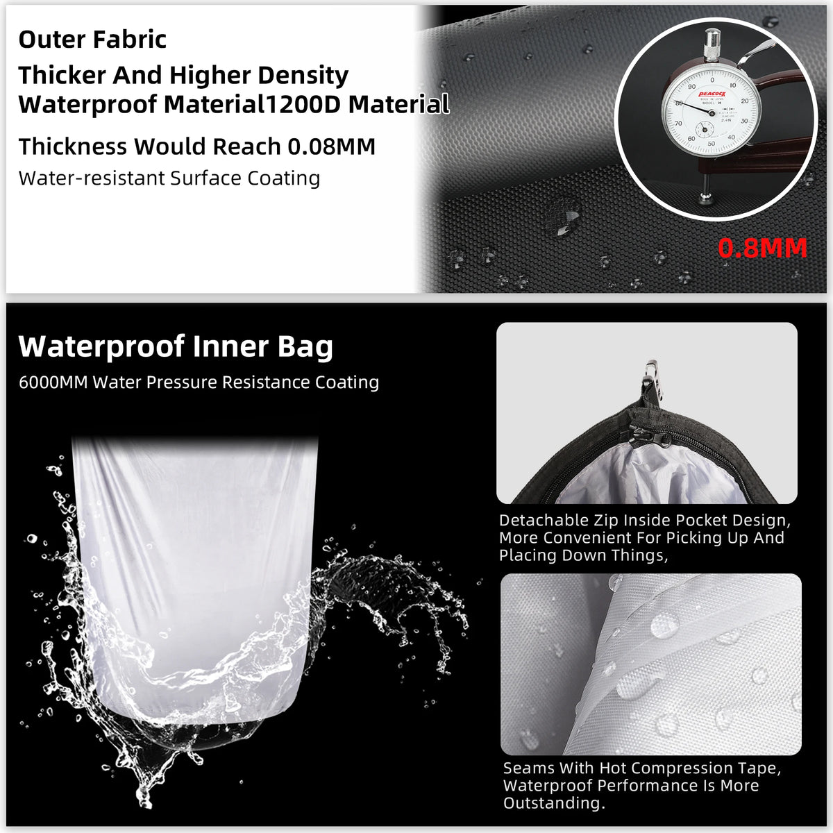 Rhinowalk Waterproof Motorcycle Saddle Bag Expandable Side Pannier Storage