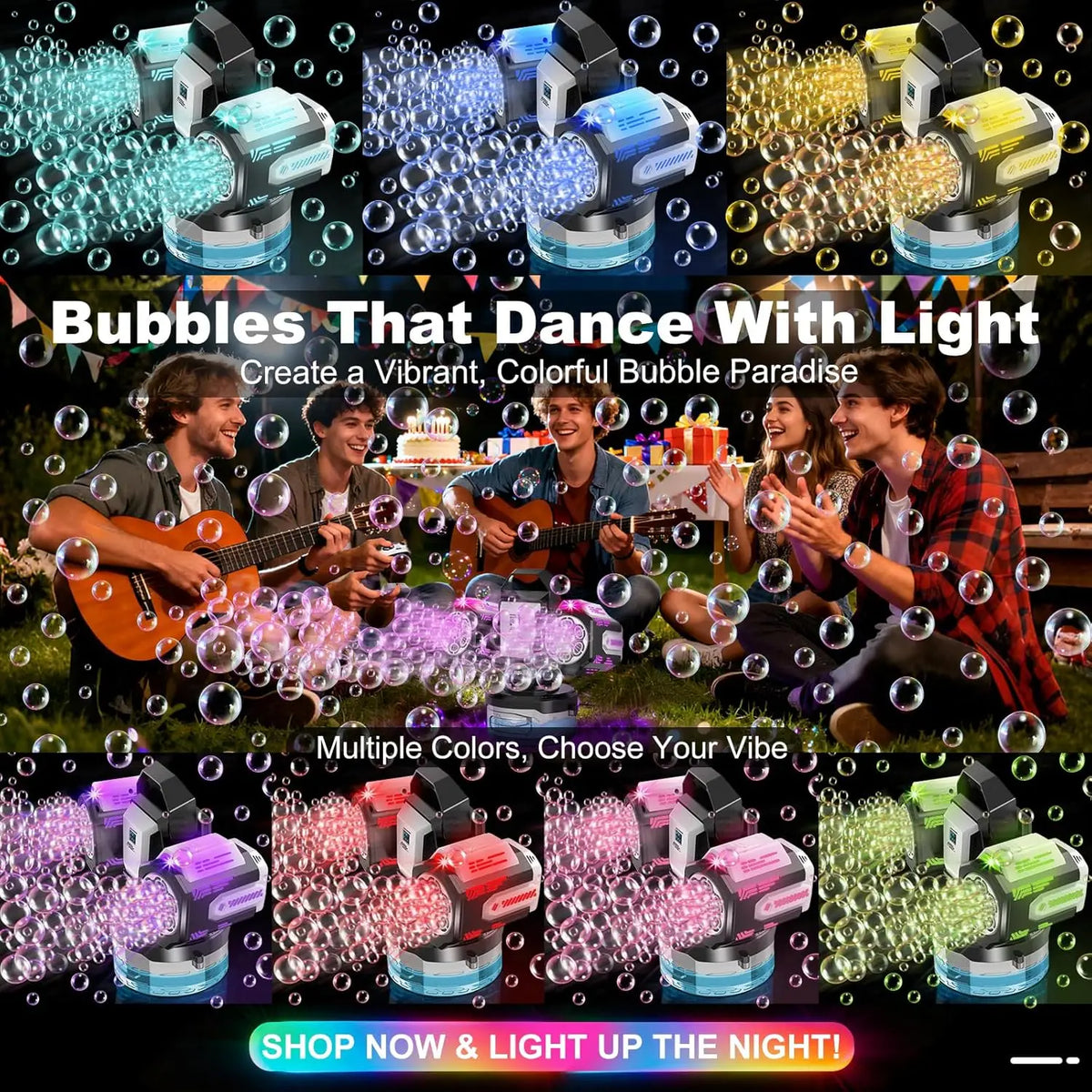 BELEMAR 2026 Upgraded Bubble Machine: Auto Rotation, RGB Lights, Remote Control, 1800mAh Battery, Type-C Port