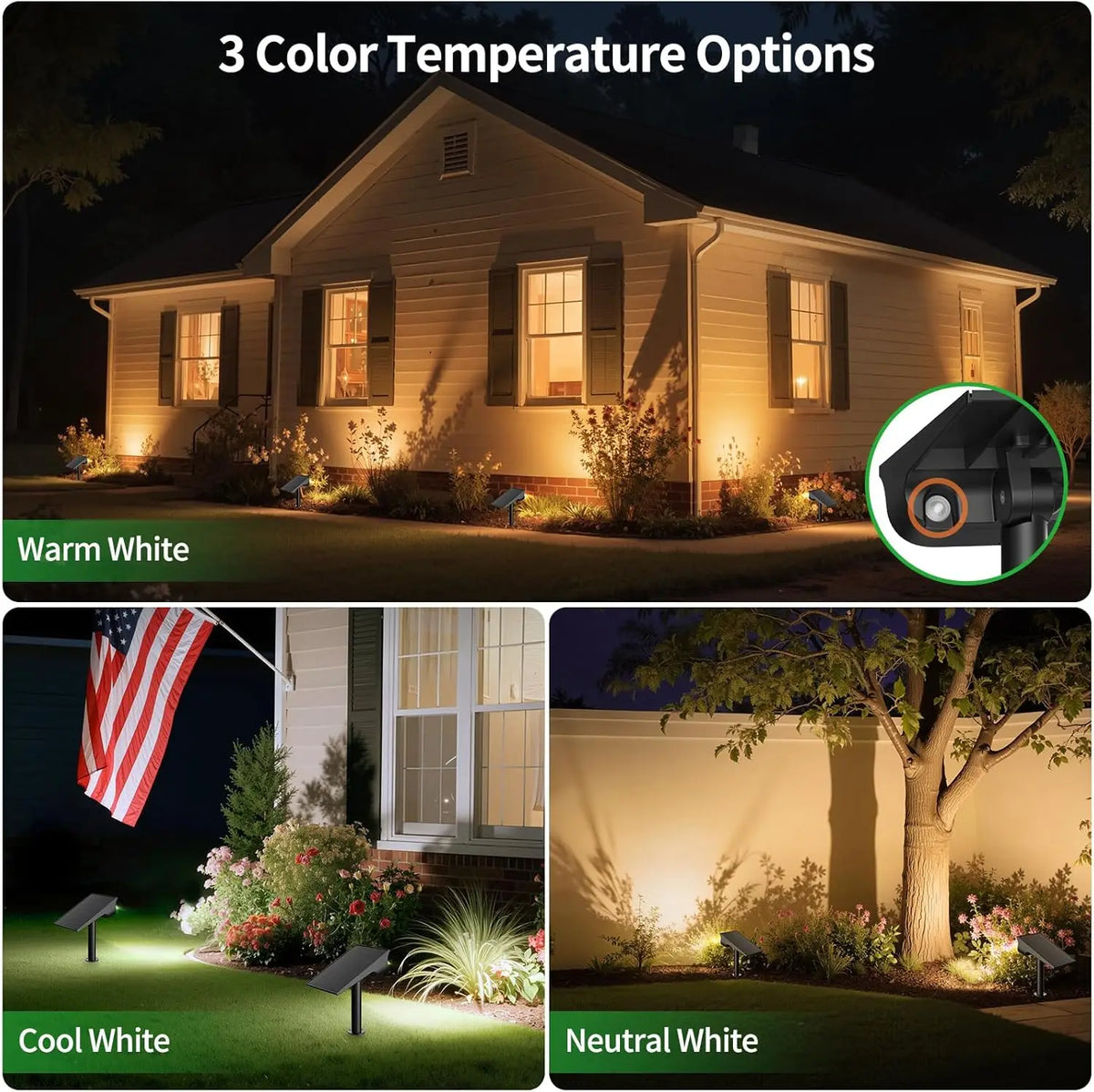 Intelamp Outdoor Solar Spotlights Dimmable For Garden And Patio