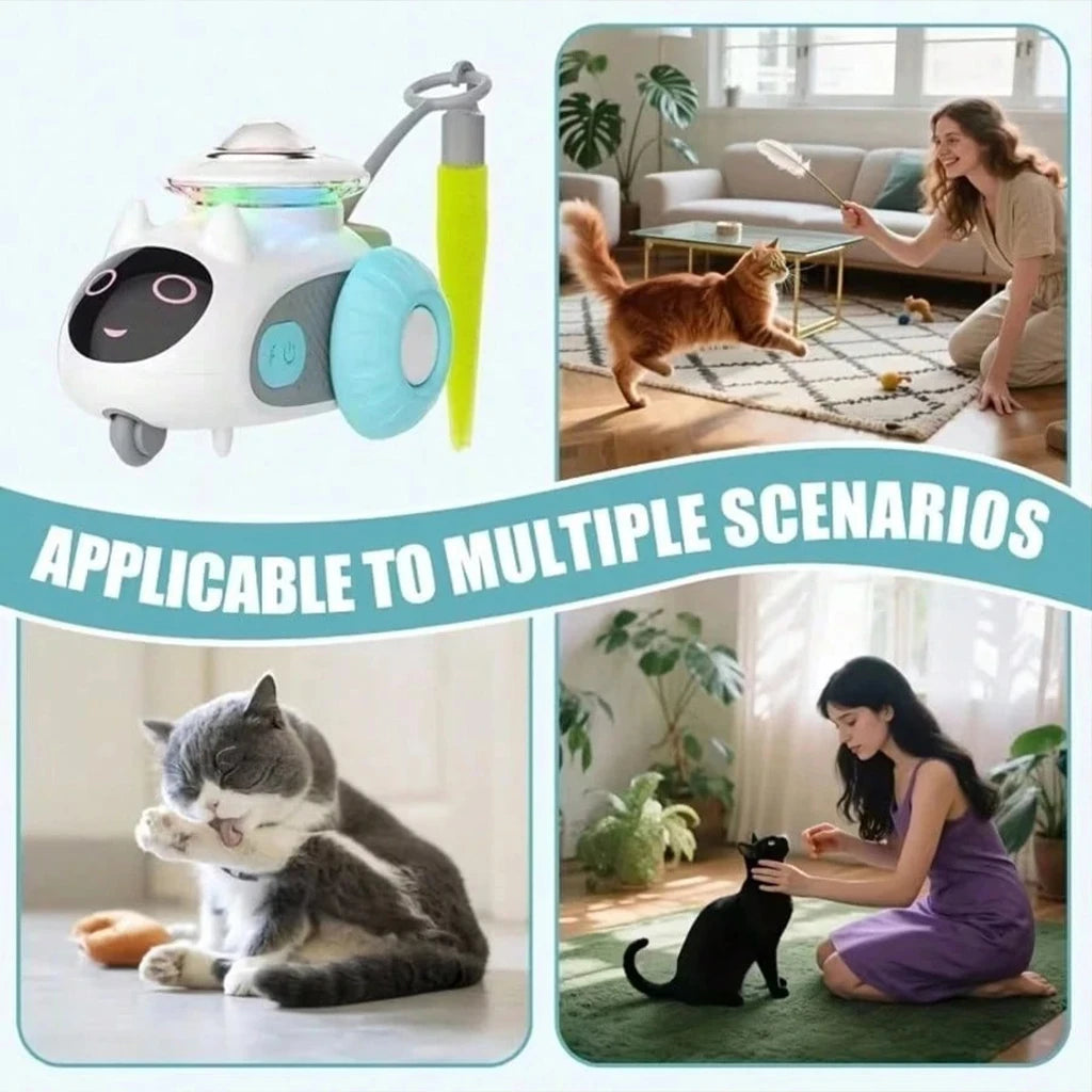 Usb Rechargeable Obstacle Avoidance Cat Toy Robot With Smart Remote Control