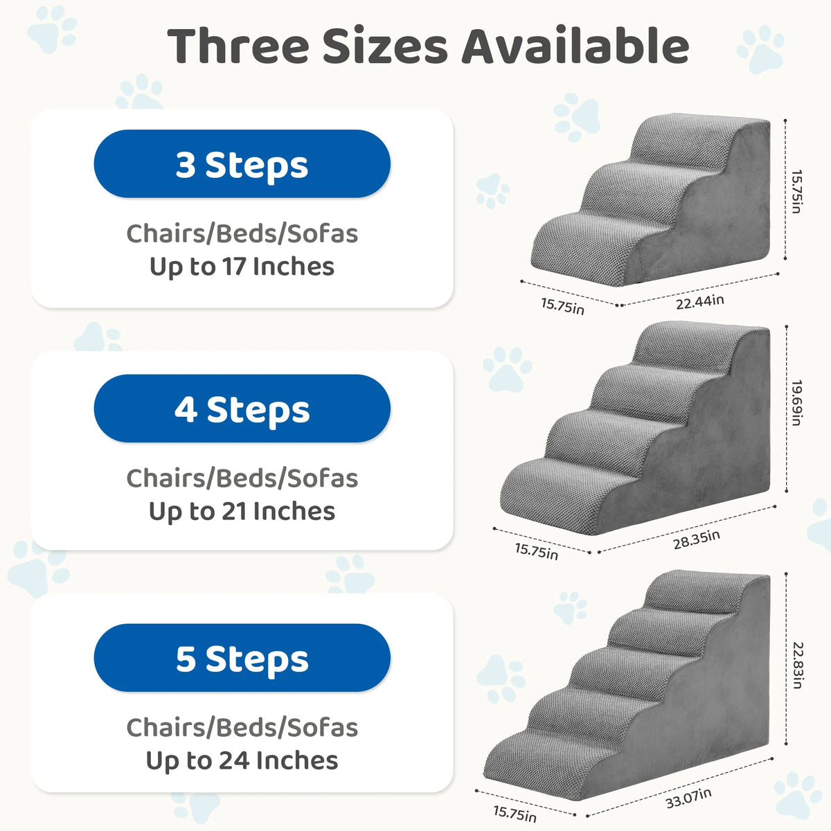 High Density Foam Dog Stairs With Curved Non Slip Design