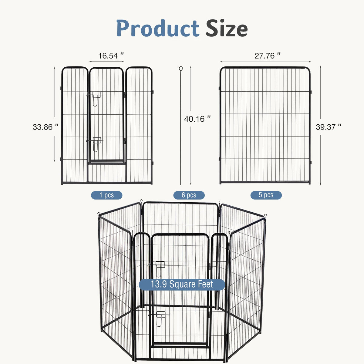 JHK Foldable Metal Dog Playpen Sturdy Outdoor Exercise Fence