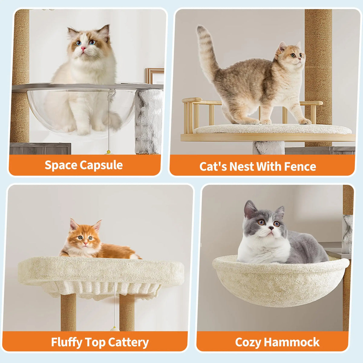 Hosslly Cat Tree With Hidden Litter Box And Hammock