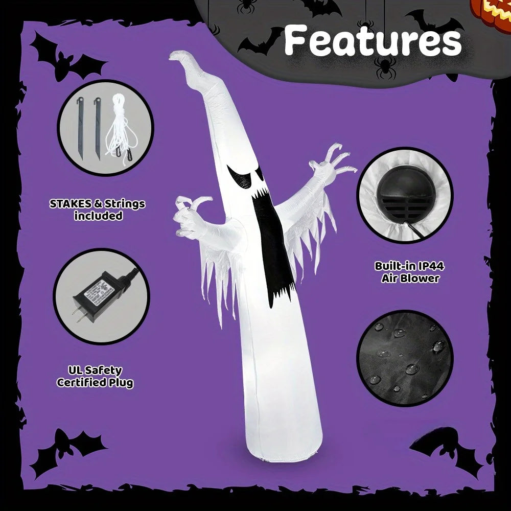 12 FT Scary Ghost Halloween Inflatables Outdoor Decorations Halloween Decor, Inflatable Ghost Blow Ups for Yard with LEDs for Outside Yard Decorations