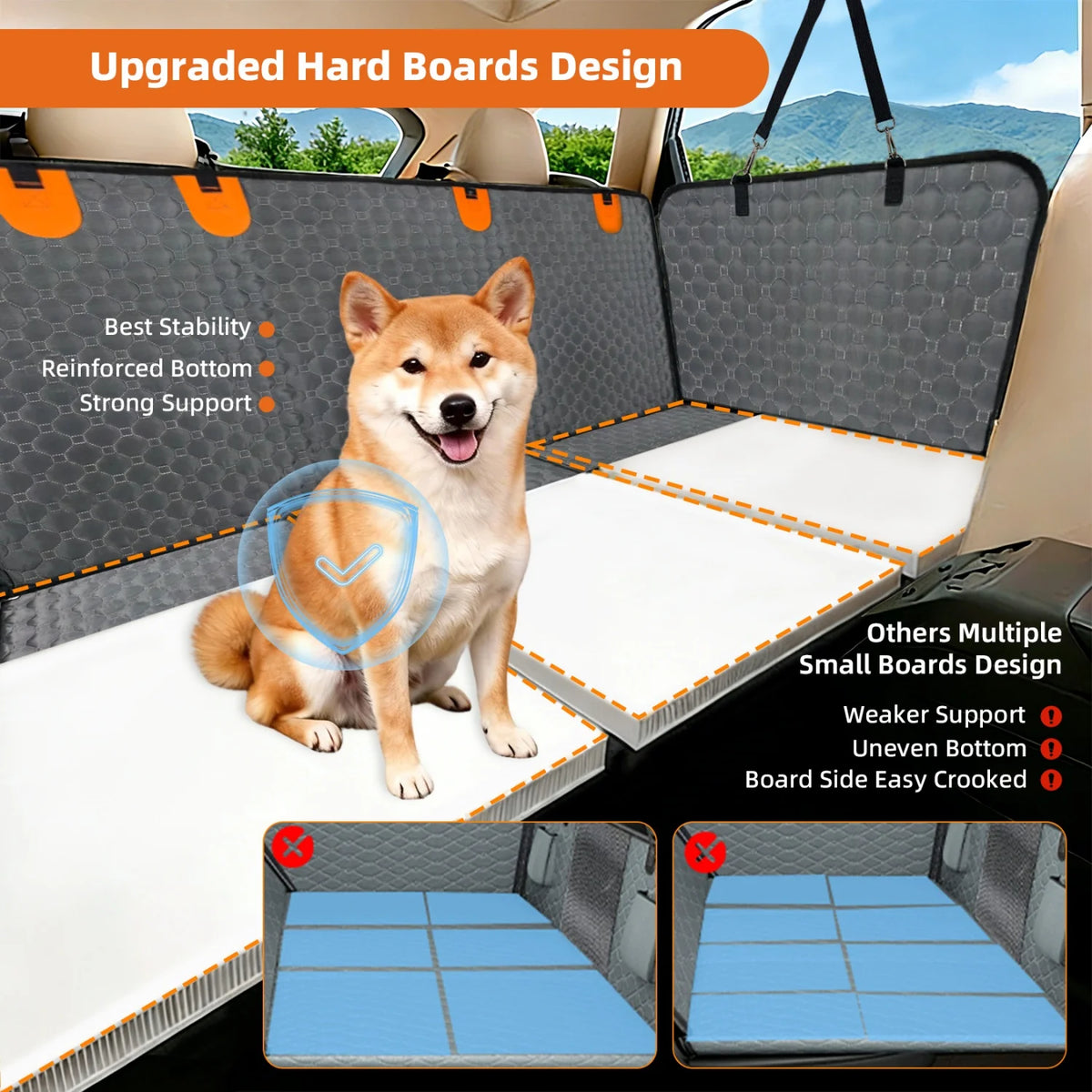 BINGOPAW Waterproof Dog Car Backseat Cover With Side Storage Pockets