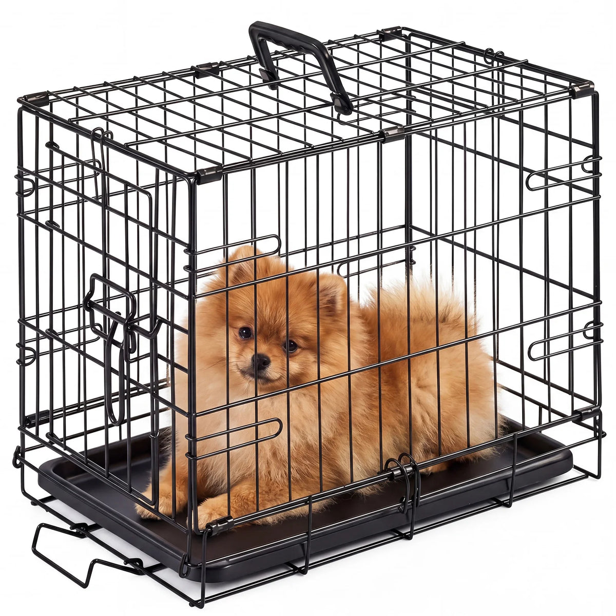 JHK Metal Foldable Dog Crate With Secure Lock Design