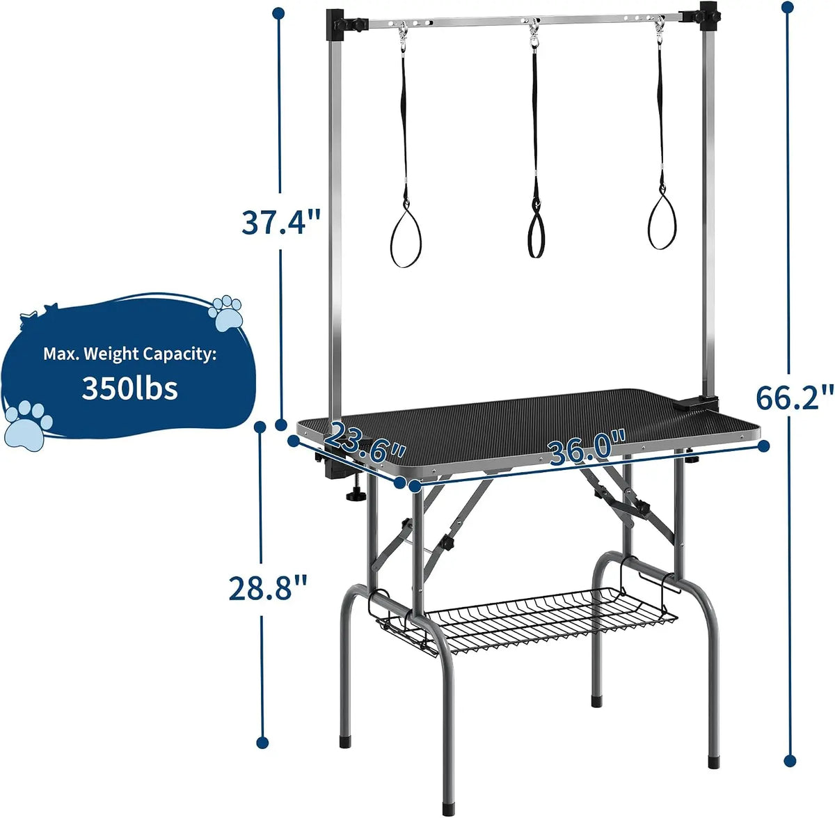 Professional Foldable Dog Grooming Table With Heavy Duty Metal Construction