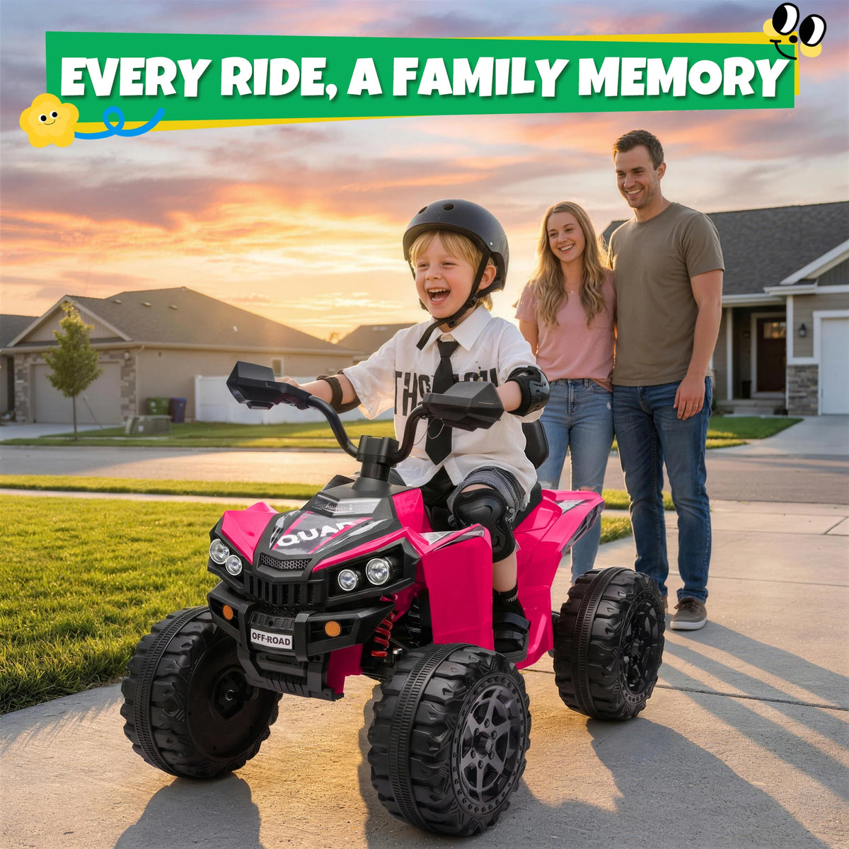 24V 4*200W Kids Ride On ATV Quad, 2 Seater Electric Off-Road Vehicle with Bluetooth, LED Lights, 3 Speeds, for Boys Girls