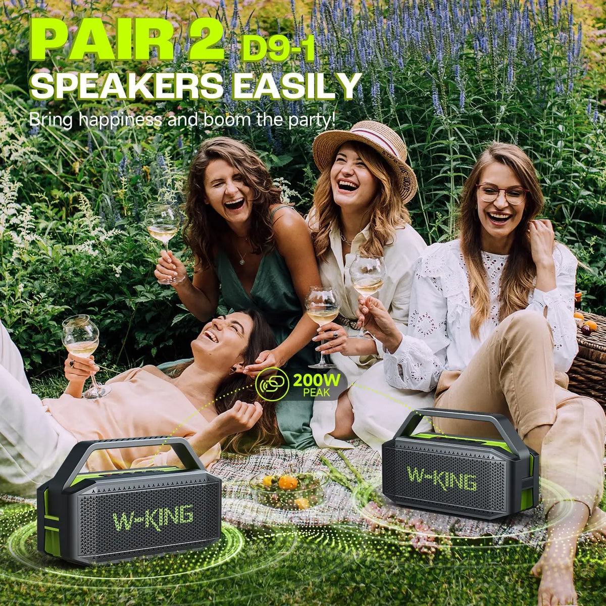 W-king D9-1 100W Peak Power Bluetooth Speaker Portable Wireless Waterproof