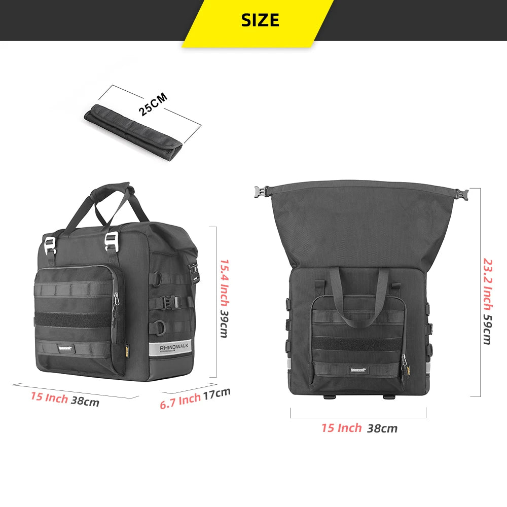Rhinowalk Waterproof Motorcycle Saddle Bag Expandable Side Pannier Storage
