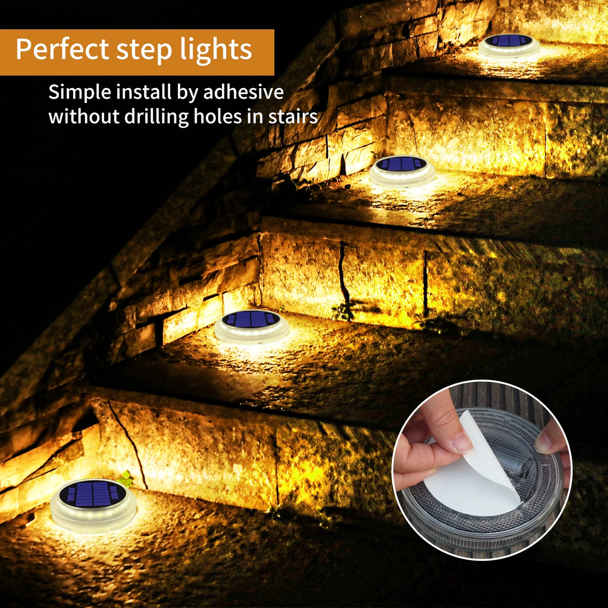 Solar Deck Lights IP68 Waterproof Automatic On Off Step Lighting