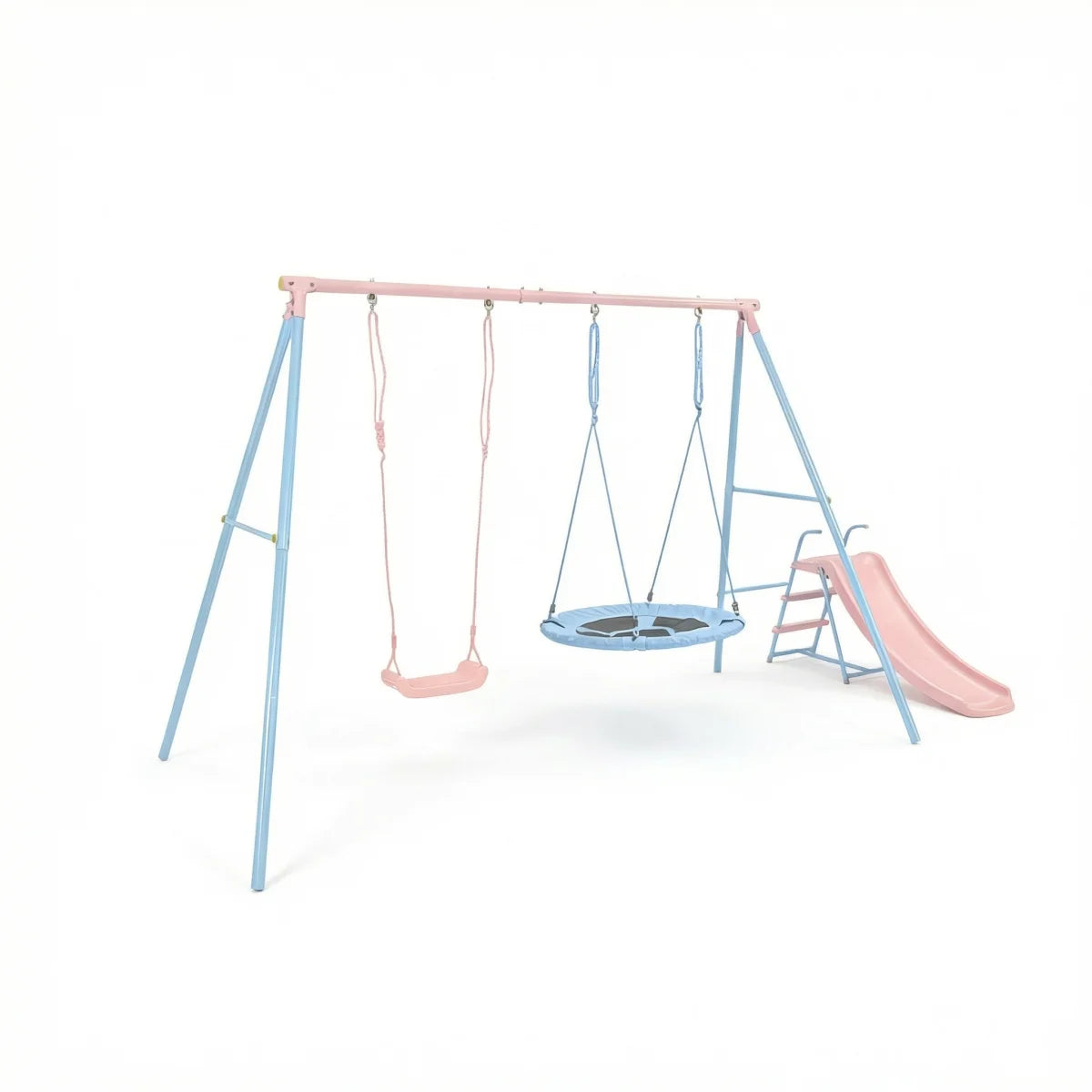 Kids Outdoor Double Swing Set With Slide For Playgrounds