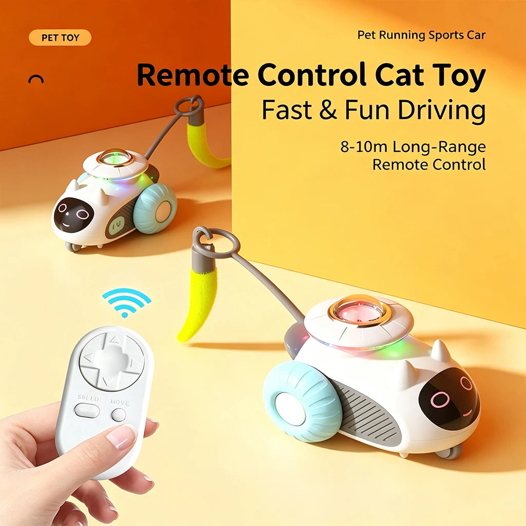 Usb Rechargeable Obstacle Avoidance Cat Toy Robot With Smart Remote Control