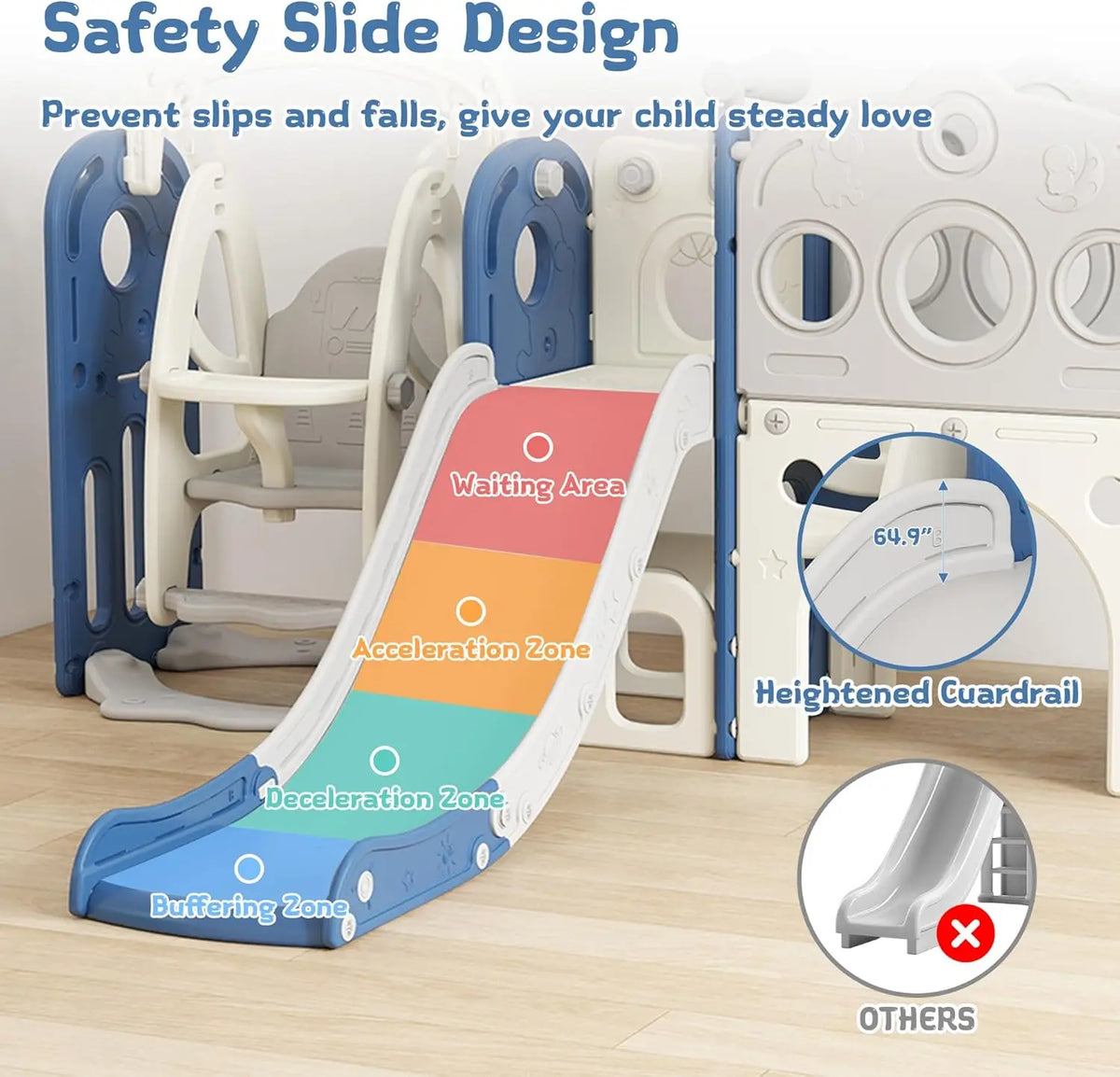 9 in 1 Toddler Slide and Swing Set, Slide for Toddlers 1-3, Kids Indoor Outdoor Playset Playground with Basketball Hoop, Telescope