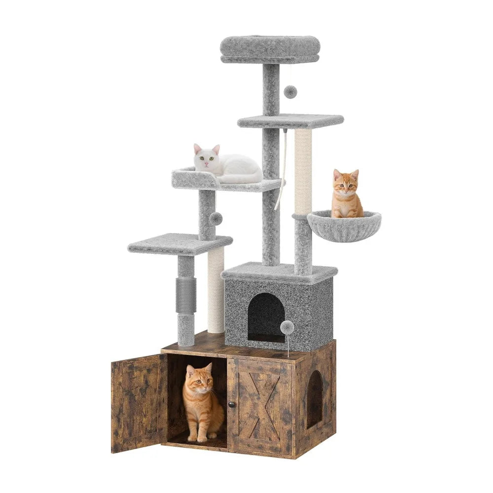 Contemporary Cat Condo With Hidden Litter Box And Scratcher