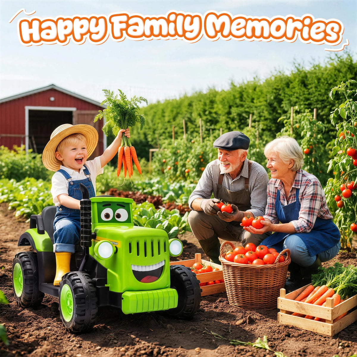 12 Volt Ride on Toys, Cute Ride On Tractor for Toddlers, Power Car Wheels with LED Lights, Music, Horn, Safety Belt