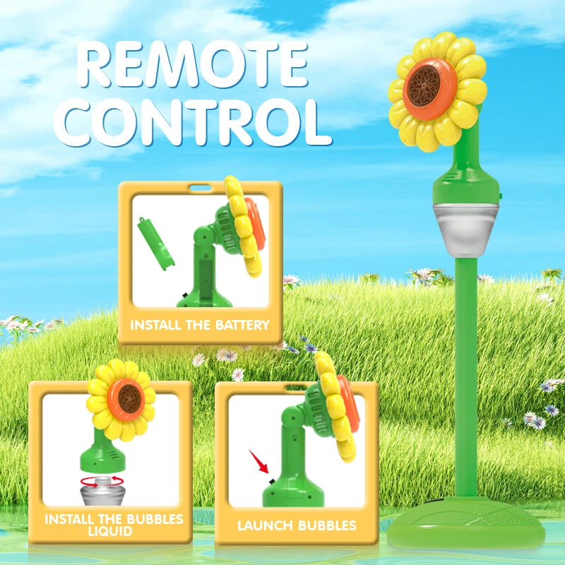 Electric Street Lamp Soap Bubble Machine Maker Automatic Sunflower Bubble Gun Outdoor Games for for Wedding Birthday Party Toys