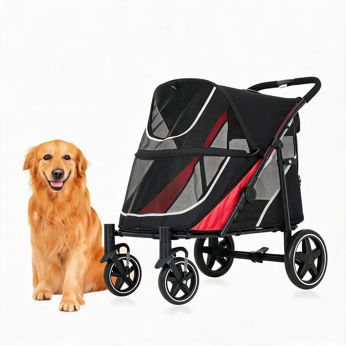Garvee Heavy Duty Foldable Dog Stroller With Breathable Mesh Ventilation