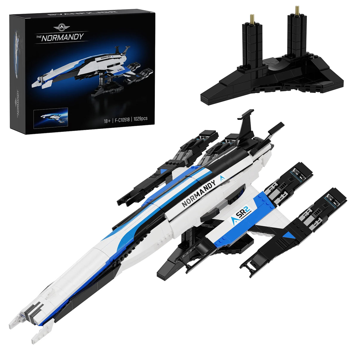 BuildMoc Normandy SR-2 Spaceship Building Blocks Set With Display Stand