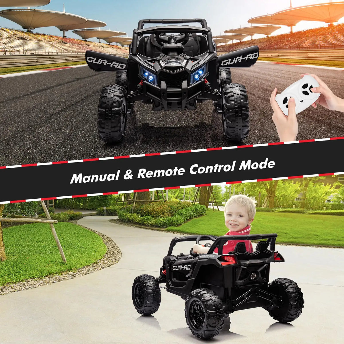24V Kids Ride-On UTV (2-Seater) - Parent Remote Control - Dual 200W Motors - Spring Suspension - Metal Frame - LED Lights, USB Music - Off-Road Electric Car Toy